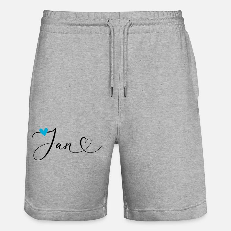 Jan Nom Prénom Calligraphie coeur - Short de jogging bio TRAINER Stanley/Stella unisexe - gris chiné