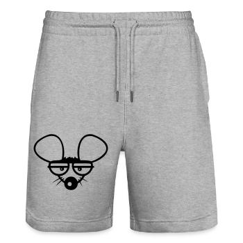 Maus Guckt Böse Frustriert Enttäuscht Lustig Müde - Stanley/Stella Unisex Bio Joggingshorts Trainer  - Grau meliert - Vorne - Nik (191cm) & Marisol (170cm)