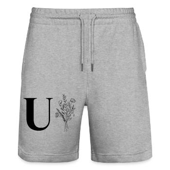 Lette u fleurs minimalistes - Short de jogging bio TRAINER Stanley/Stella unisexe - gris chiné - Devant - Nik (191cm) & Marisol (170cm)