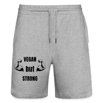 Vegan but strong - Stanley/Stella Trainer Unisex Organic Jogging Shorts - heather grey - Front - Nik (191cm) & Marisol (170cm)