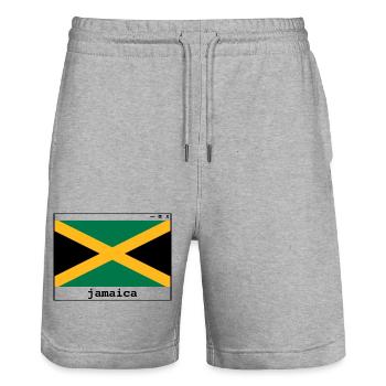 Visitez la Jamaïque - Short de jogging bio TRAINER Stanley/Stella unisexe - gris chiné - Devant - Nik (191cm) & Marisol (170cm)