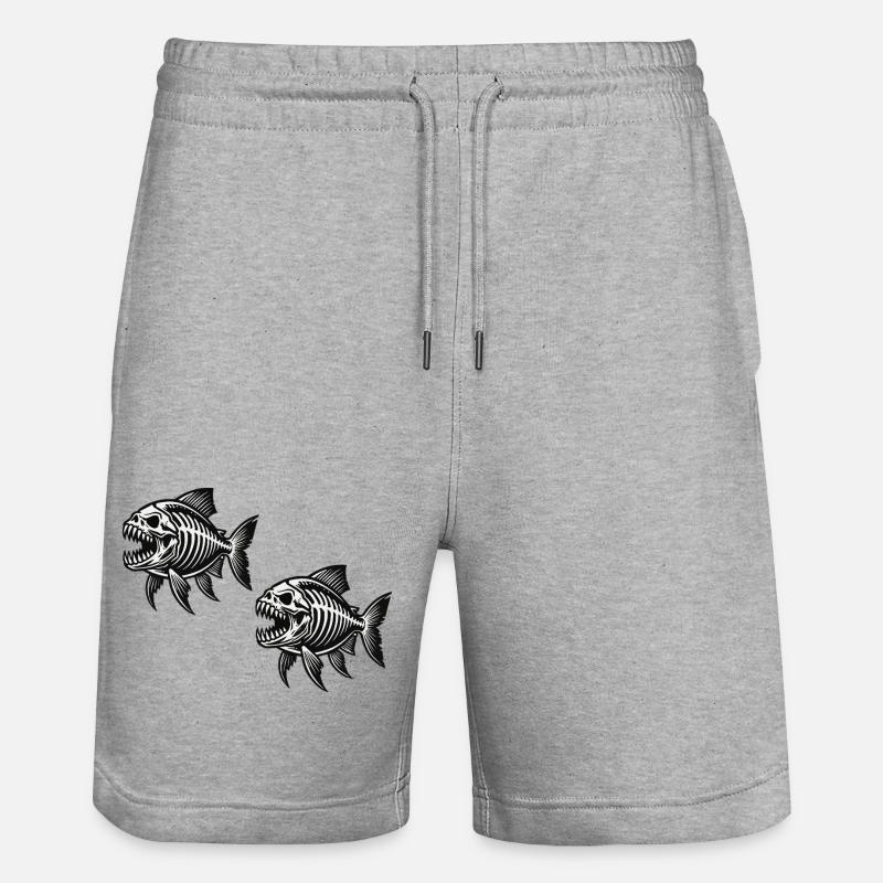 skelett piranha 2 - Stanley/Stella Unisex Bio Joggingshorts Trainer  - Grau meliert