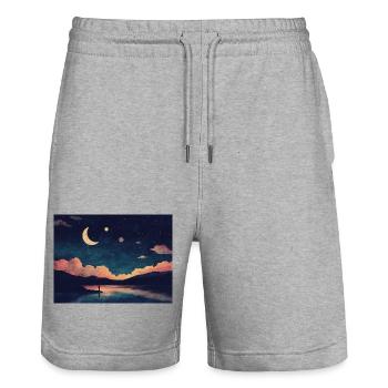 The lake - Stanley/Stella Trainer Unisex Organic Jogging Shorts - heather grey - Front - Nik (191cm) & Marisol (170cm)