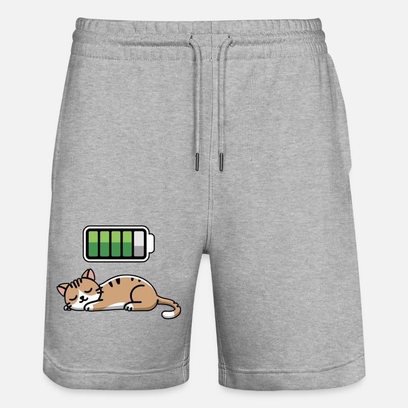 Cat Sleeping Recharging Night Bedtime - Stanley/Stella Unisex Bio Joggingshorts Trainer  - Grau meliert