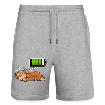 Monkey Sleeping Recharging Night Bedtime - Stanley/Stella Unisex Bio Joggingshorts Trainer  - Grau meliert - Vorne - Nik (191cm) & Marisol (170cm)