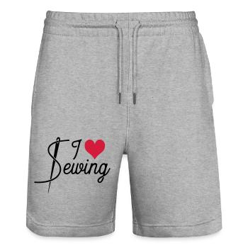 Sew - Stanley/Stella Trainer Unisex Organic Jogging Shorts - heather grey - Front - Nik (191cm) & Marisol (170cm)