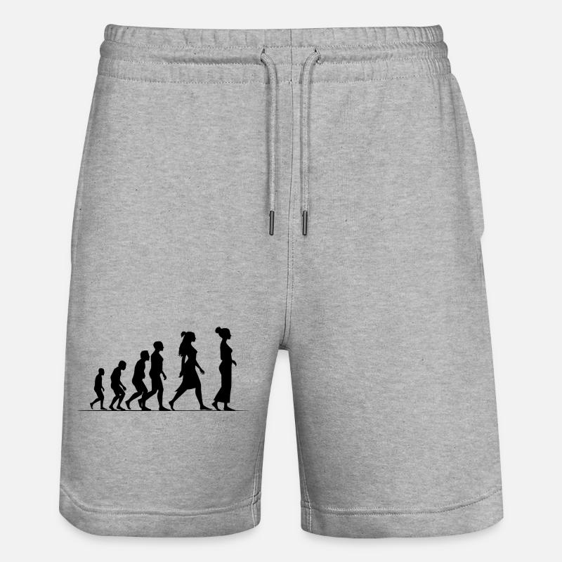 Feminist evolution - Stanley/Stella Trainer Unisex Organic Jogging Shorts - heather grey