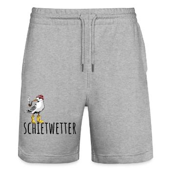 Möwe - Schietwetter - Nordsee - Geschenk - Stanley/Stella Unisex Bio Joggingshorts Trainer  - Grau meliert - Vorne - Nik (191cm) & Marisol (170cm)