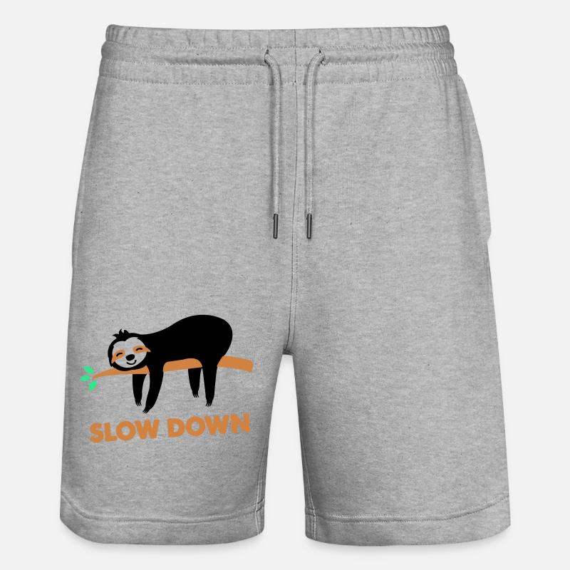 faultier slow down - Stanley/Stella Unisex Bio Joggingshorts Trainer  - Grau meliert