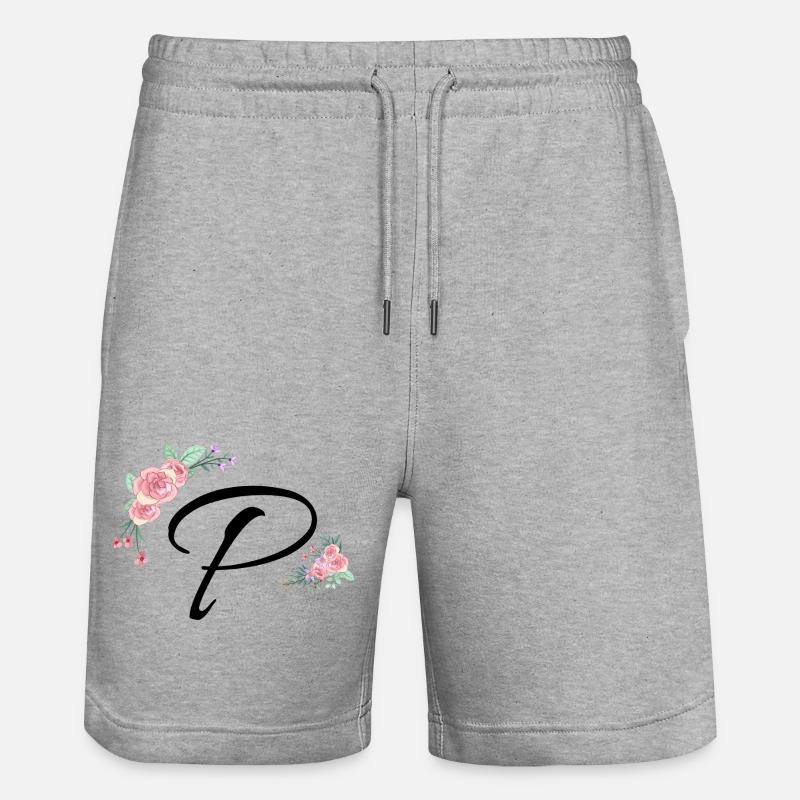 Lettre p fleurs - Short de jogging bio TRAINER Stanley/Stella unisexe - gris chiné