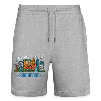 Singapour City Skyline Singapour - Short de jogging bio TRAINER Stanley/Stella unisexe - gris chiné - Devant - Nik (191cm) & Marisol (170cm)