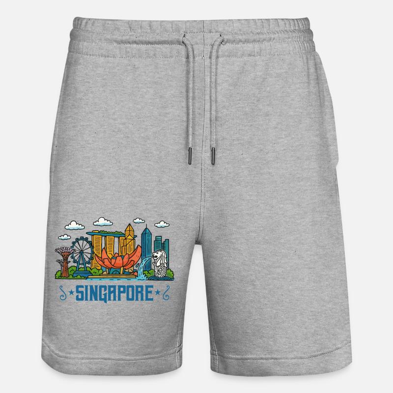 Singapour City Skyline Singapour - Short de jogging bio TRAINER Stanley/Stella unisexe - gris chiné