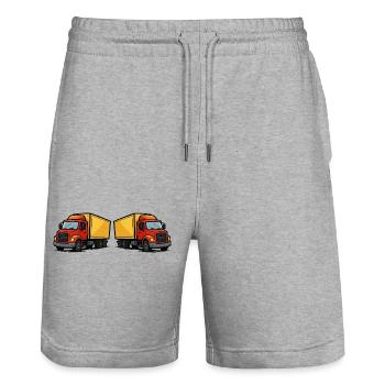 Truck Comic 2 - Stanley/Stella Trainer Unisex Organic Jogging Shorts - heather grey - Front - Nik (191cm) & Marisol (170cm)
