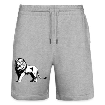 Löwe - Cute Wildcat Design - Stanley/Stella Unisex Bio Joggingshorts Trainer  - Grau meliert - Vorne - Nik (191cm) & Marisol (170cm)