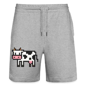kuh pixel - Stanley/Stella Unisex Bio Joggingshorts Trainer  - Grau meliert - Vorne - Nik (191cm) & Marisol (170cm)