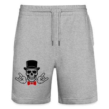 Groom Skeleton Bachelor Party - Stanley/Stella Trainer Unisex Organic Jogging Shorts - heather grey - Front - Nik (191cm) & Marisol (170cm)