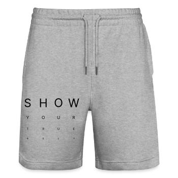 Show Your True Self – Eye Chart Style - Stanley/Stella Trainer Unisex Organic Jogging Shorts - heather grey - Front - Nik (191cm) & Marisol (170cm)