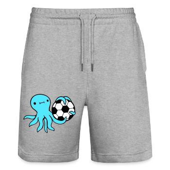 pieuvre jouant au football ballon tenant gardien de but sports - Short de jogging bio TRAINER Stanley/Stella unisexe - gris chiné - Devant - Nik (191cm) & Marisol (170cm)