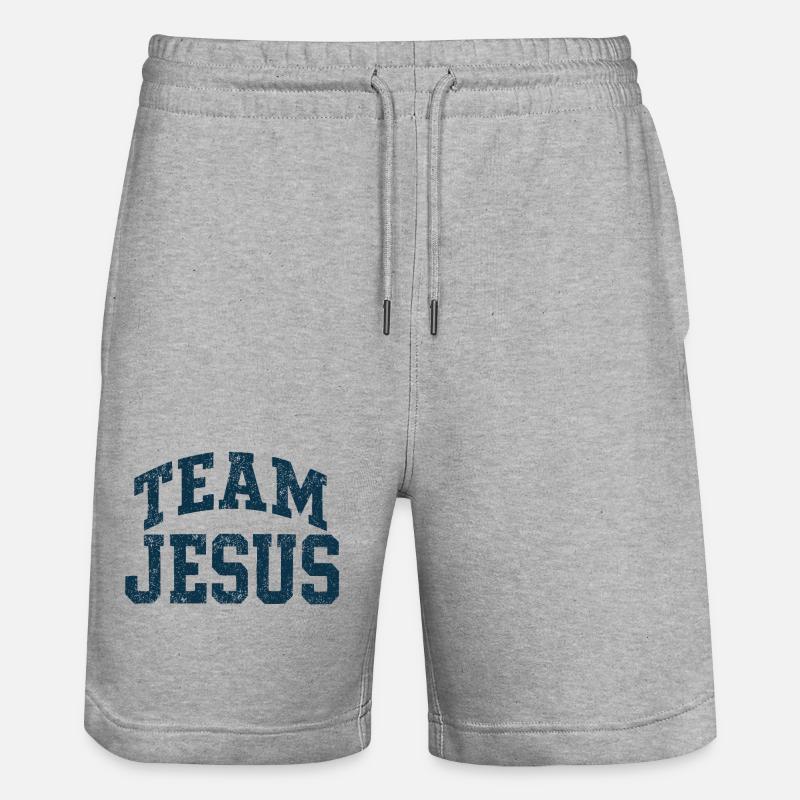 Équipe Jésus - Bleu - Short de jogging bio TRAINER Stanley/Stella unisexe - gris chiné