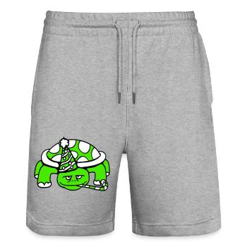 Turtle Birthday Party Hat Years Old - Stanley/Stella Trainer Unisex Organic Jogging Shorts - heather grey - Front - Nik (191cm) & Marisol (170cm)