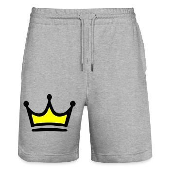 Crown Symbol - Stanley/Stella Trainer Unisex Organic Jogging Shorts - heather grey - Front - Nik (191cm) & Marisol (170cm)
