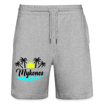 Mykonos - Stanley/Stella Trainer Unisex Organic Jogging Shorts - heather grey - Front - Nik (191cm) & Marisol (170cm)