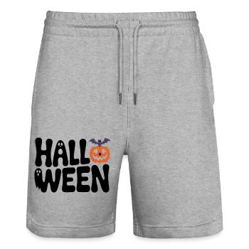 Halloween - Cool Spooky Logo - Stanley/Stella Trainer Unisex Organic Jogging Shorts - heather grey - Front - Nik (191cm) & Marisol (170cm)