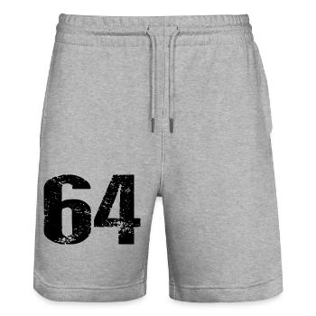 64 Zahl Trikot - Stanley/Stella Unisex Bio Joggingshorts Trainer  - Grau meliert - Vorne - Nik (191cm) & Marisol (170cm)