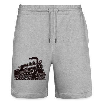lokomotive silhouette - Stanley/Stella Unisex Bio Joggingshorts Trainer  - Grau meliert - Vorne - Nik (191cm) & Marisol (170cm)