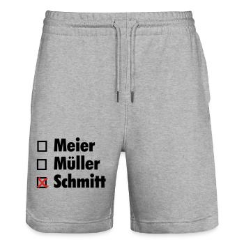 Ankreuzshirt - Stanley/Stella Unisex Bio Joggingshorts Trainer  - Grau meliert - Vorne - Nik (191cm) & Marisol (170cm)