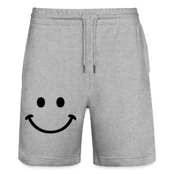 visage souriant - Short de jogging bio TRAINER Stanley/Stella unisexe - gris chiné - Devant - Nik (191cm) & Marisol (170cm)