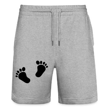 Deux pieds de bébé 2 pieds de bébé empreintes enfant mignon - Short de jogging bio TRAINER Stanley/Stella unisexe - gris chiné - Devant - Nik (191cm) & Marisol (170cm)