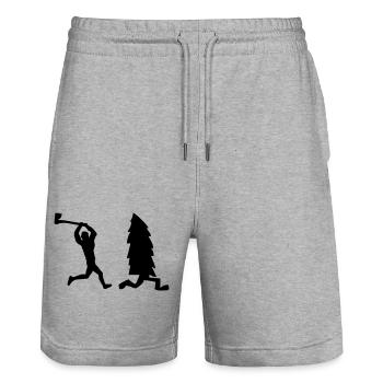 Lumberjack of one fir tree hunts tree Christmas - Stanley/Stella Trainer Unisex Organic Jogging Shorts - heather grey - Front - Nik (191cm) & Marisol (170cm)