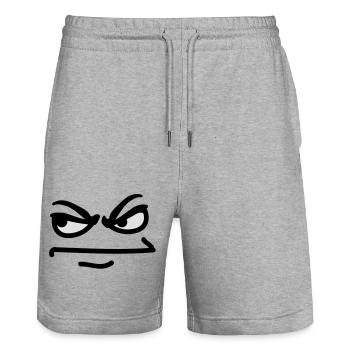 angry_face - Stanley/Stella Trainer Unisex Organic Jogging Shorts - heather grey - Front - Nik (191cm) & Marisol (170cm)