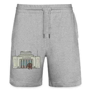Volksbühne Berlin c - Stanley/Stella Trainer Unisex Organic Jogging Shorts - heather grey - Front - Nik (191cm) & Marisol (170cm)