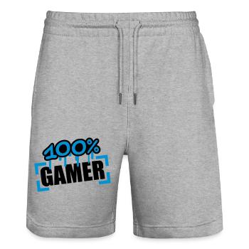 100 Procent Gamer - Short de jogging bio TRAINER Stanley/Stella unisexe - gris chiné - Devant - Nik (191cm) & Marisol (170cm)