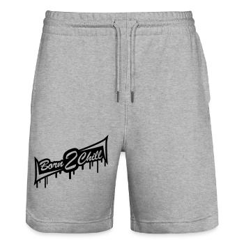 Born 2 Chill - Stanley/Stella Unisex Bio Joggingshorts Trainer  - Grau meliert - Vorne - Nik (191cm) & Marisol (170cm)