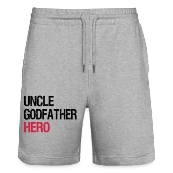 uncle - Stanley/Stella Trainer Unisex Organic Jogging Shorts - heather grey - Front - Nik (191cm) & Marisol (170cm)