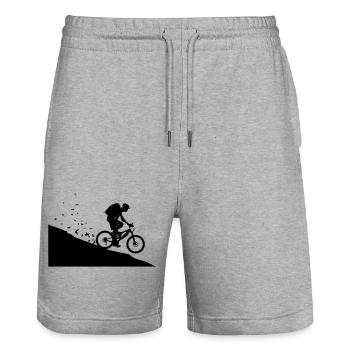 Mountain bikers - Stanley/Stella Trainer Unisex Organic Jogging Shorts - heather grey - Front - Nik (191cm) & Marisol (170cm)