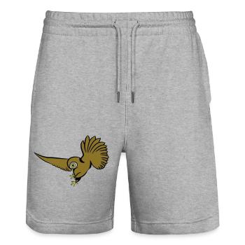 Eule Vogel jagen - Stanley/Stella Unisex Bio Joggingshorts Trainer  - Grau meliert - Vorne - Nik (191cm) & Marisol (170cm)