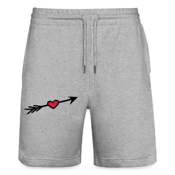 heart arrow love shoot bow shot fall in love - Stanley/Stella Trainer Unisex Organic Jogging Shorts - heather grey - Front - Nik (191cm) & Marisol (170cm)