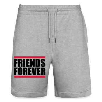 friends forever team crew party friends girlfriend b - Stanley/Stella Trainer Unisex Organic Jogging Shorts - heather grey - Front - Nik (191cm) & Marisol (170cm)