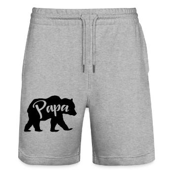 Papa Vater Bear - Stanley/Stella Unisex Bio Joggingshorts Trainer  - Grau meliert - Vorne - Nik (191cm) & Marisol (170cm)