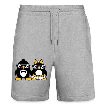 penguin couple dear paerchen in love sunglasses - Stanley/Stella Trainer Unisex Organic Jogging Shorts - heather grey - Front - Nik (191cm) & Marisol (170cm)