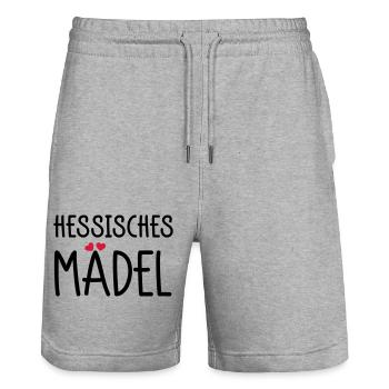 Hessisches Mädel - Stanley/Stella Unisex Bio Joggingshorts Trainer  - Grau meliert - Vorne - Nik (191cm) & Marisol (170cm)