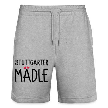 Stuttgarter Mädle - Stanley/Stella Unisex Bio Joggingshorts Trainer  - Grau meliert - Vorne - Nik (191cm) & Marisol (170cm)