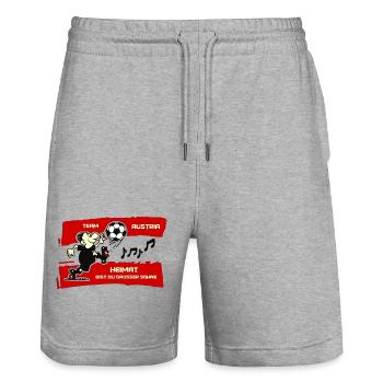 Österreich Fußball - Stanley/Stella Unisex Bio Joggingshorts Trainer  - Grau meliert - Vorne - Nik (191cm) & Marisol (170cm)