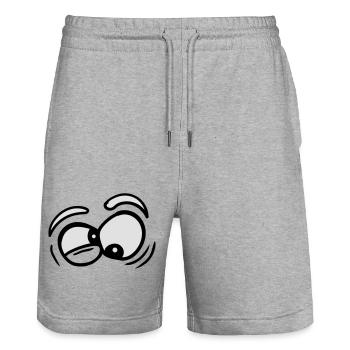 augen gucken schielen lachen grimasse verrückt cra - Stanley/Stella Unisex Bio Joggingshorts Trainer  - Grau meliert - Vorne - Nik (191cm) & Marisol (170cm)