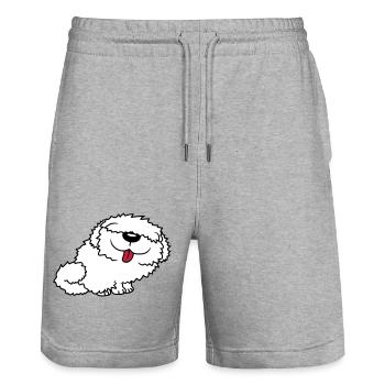 Lustiger Bobtail Hund - Stanley/Stella Unisex Bio Joggingshorts Trainer  - Grau meliert - Vorne - Nik (191cm) & Marisol (170cm)