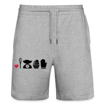 to bake - Stanley/Stella Trainer Unisex Organic Jogging Shorts - heather grey - Front - Nik (191cm) & Marisol (170cm)
